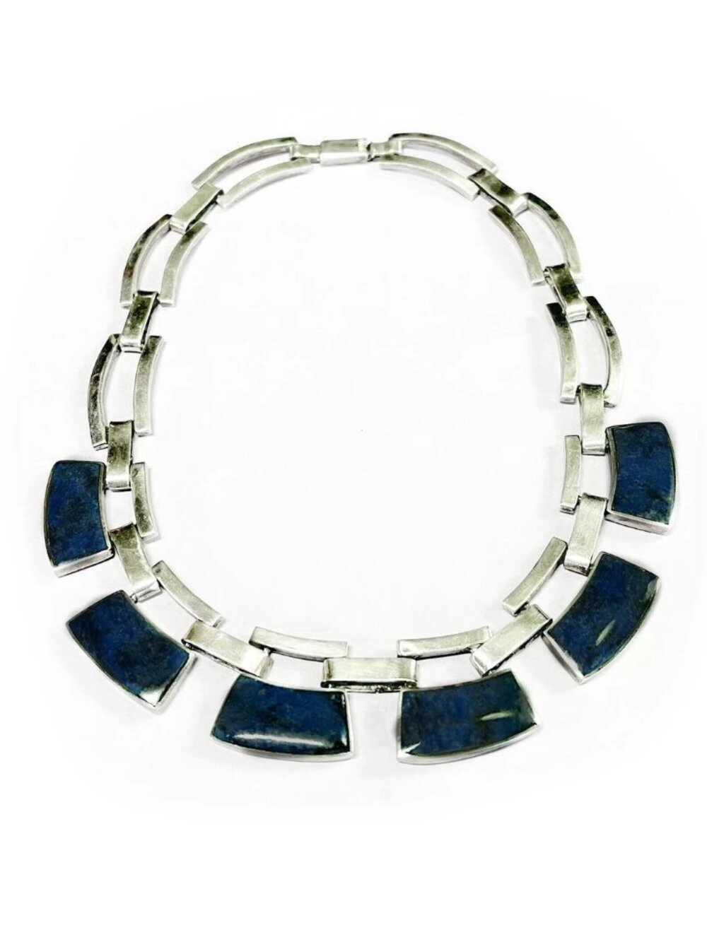 Taxco Mexico Sodalite Hinged Panel Collar Necklace